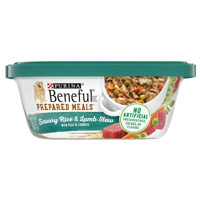 Purina Beneful Prepared Meals Savory Rice &amp; Lamb Stew with Peas &amp; Carrots Dog Food, 10 oz