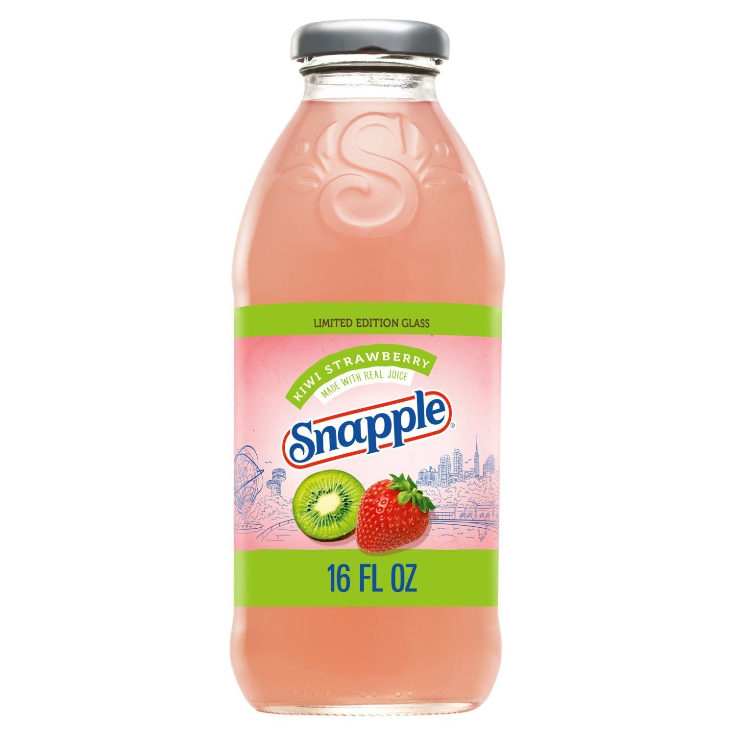 Snapple Kiwi Strawberry Flavored Juice Drink Limited Edition Glass, 16 fl oz