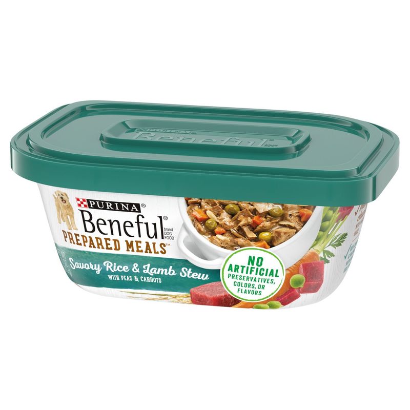 Purina Beneful Prepared Meals Savory Rice &amp; Lamb Stew with Peas &amp; Carrots Dog Food, 10 oz