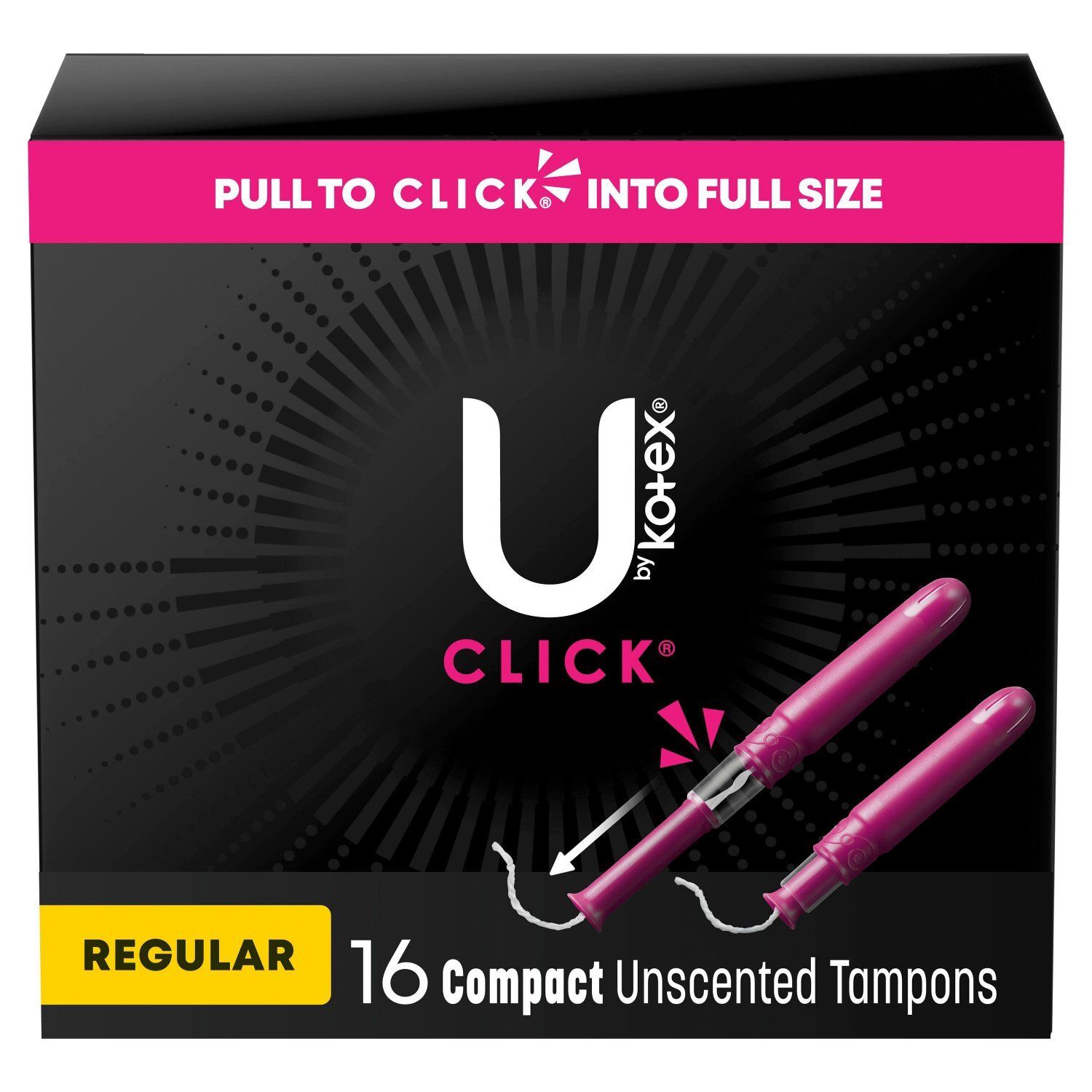 U by Kotex Click Regular Compact Unscented Tampons, 16 count