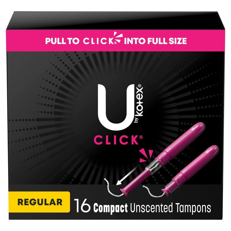 U by Kotex Click Regular Compact Unscented Tampons, 16 count