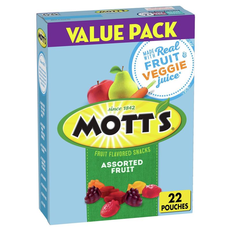 Mott's Assorted Fruit Flavored Snacks Value Pack, 0.8 oz, 22 count