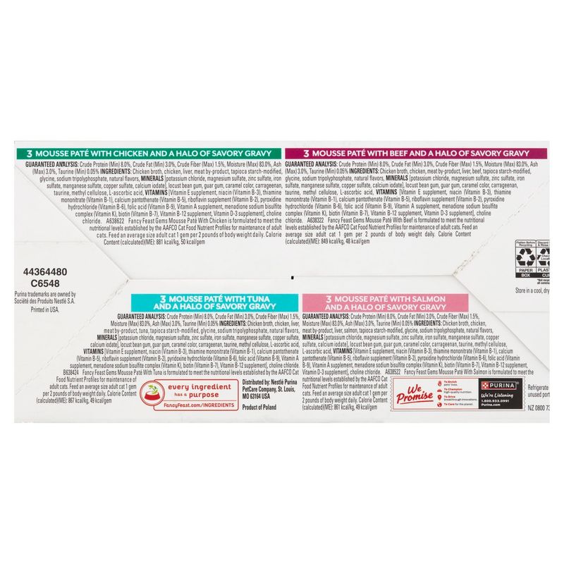 Purina Fancy Feast Gems Exquisite Mousse Collection Gourmet Cat Food, 2 oz, 24 count