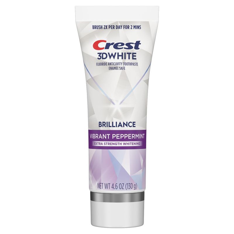 Crest 3D White Brilliance Vibrant Peppermint Teeth Whitening Toothpaste, 4.6 oz, Whiter Teeth in 3