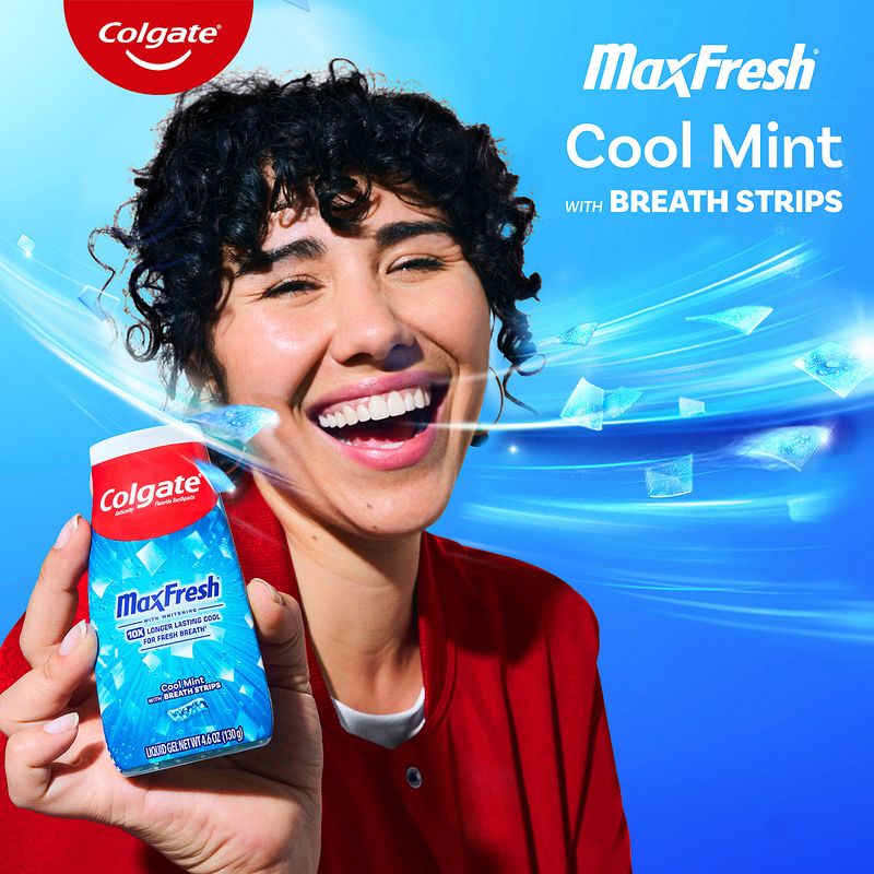 Colgate MaxFresh Cool Mint with Breath Strips Liquid Gel Anticavity Fluoride Toothpaste, 4.6 oz