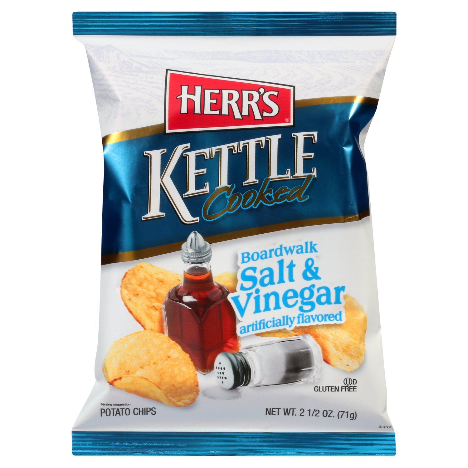Herr's Kettle Cooked Boardwalk Salt &amp; Vinegar Potato Chips, 2 1/2 oz