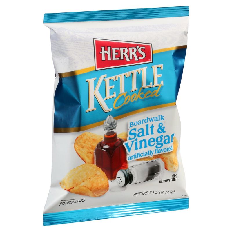 Herr's Kettle Cooked Boardwalk Salt &amp; Vinegar Potato Chips, 2 1/2 oz