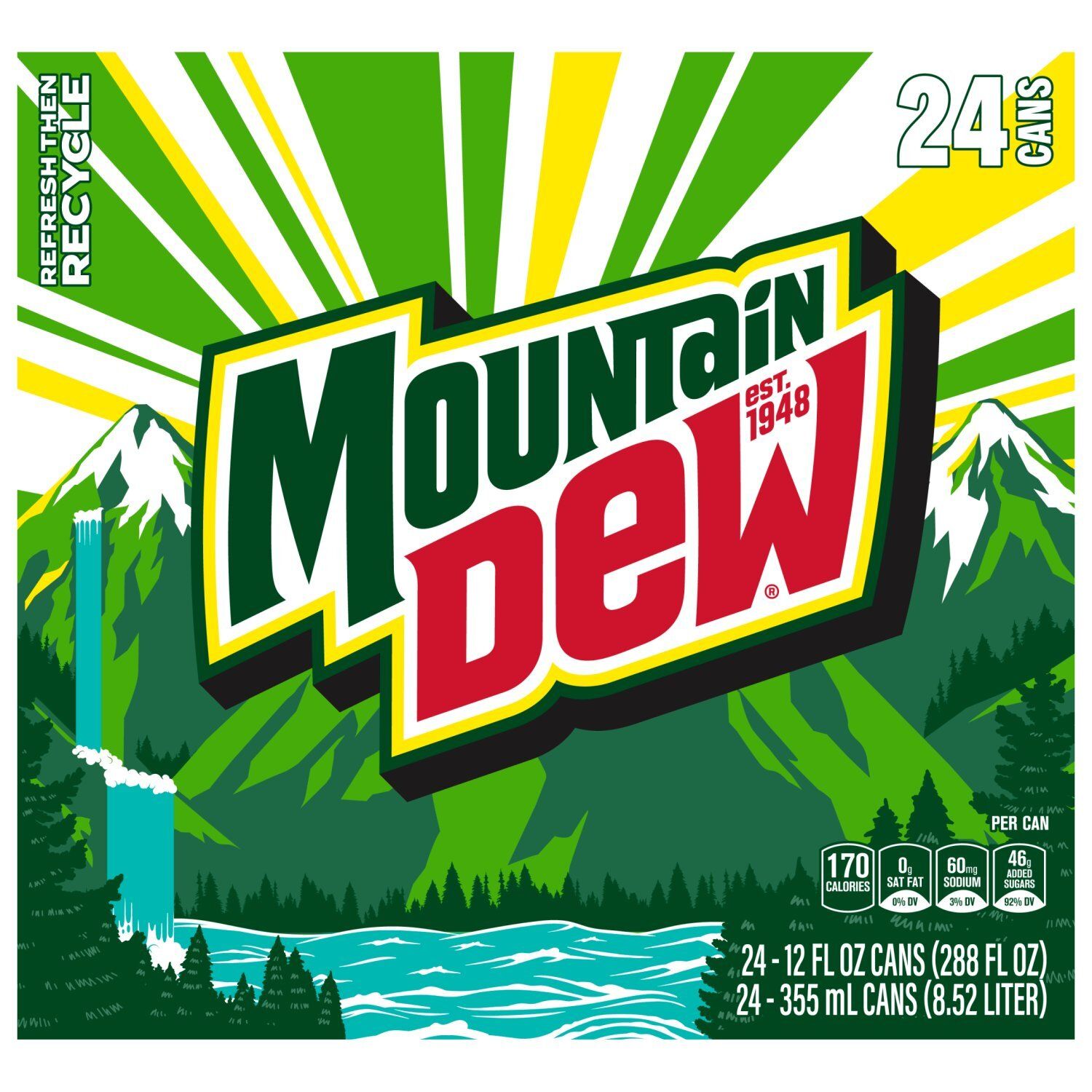Mountain Dew Soda Citrus 12 Fl Oz X 24 Count