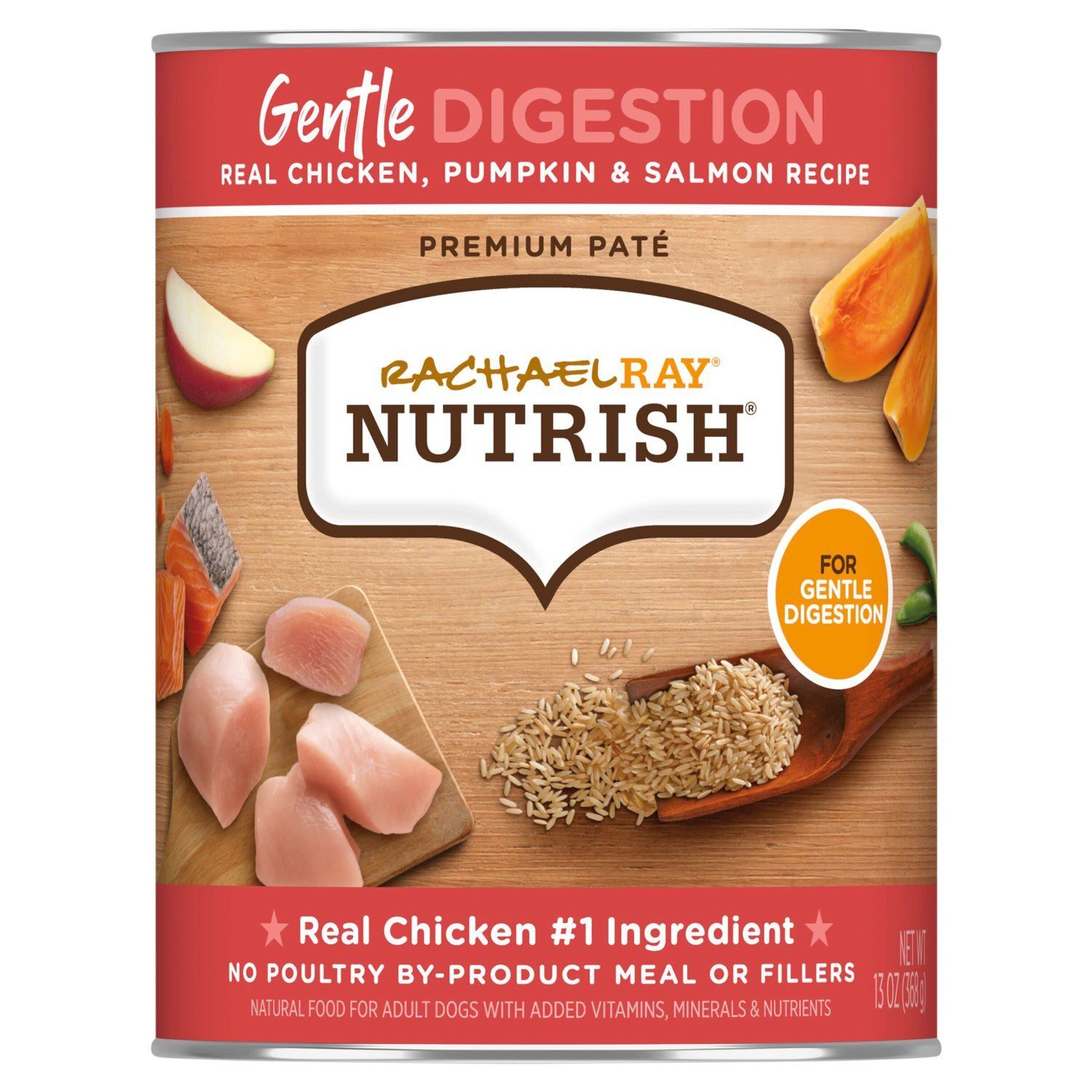 Rachael Ray Nutrish Real Chicken, Pumpkin &amp; Salmon Recipe Natural Food for Adult Dogs, 13 oz
