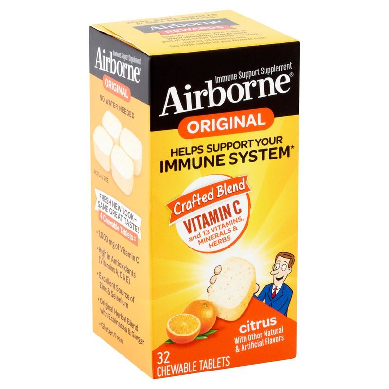 Airborne Original Citrus Chewable Tablets, 32 count