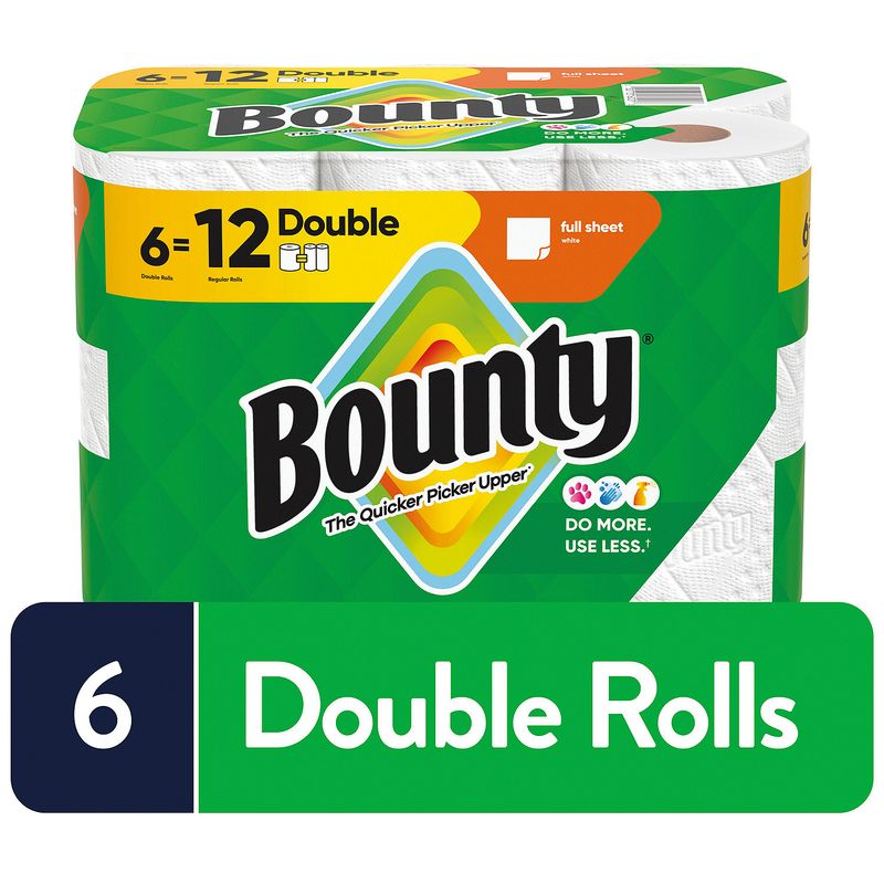 Bounty Double Paper Towel Rolls, 6 count