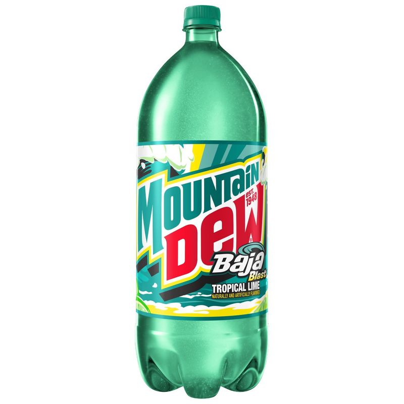 Mountain Dew Baja Blast Dew Soda Tropical Lime 2 Liter