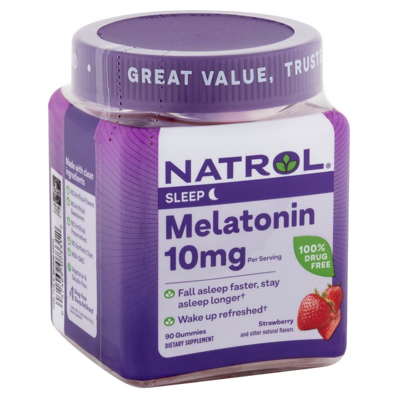 Natrol Strawberry Sleep Melatonin Dietary Supplement, 10mg, 90 count
