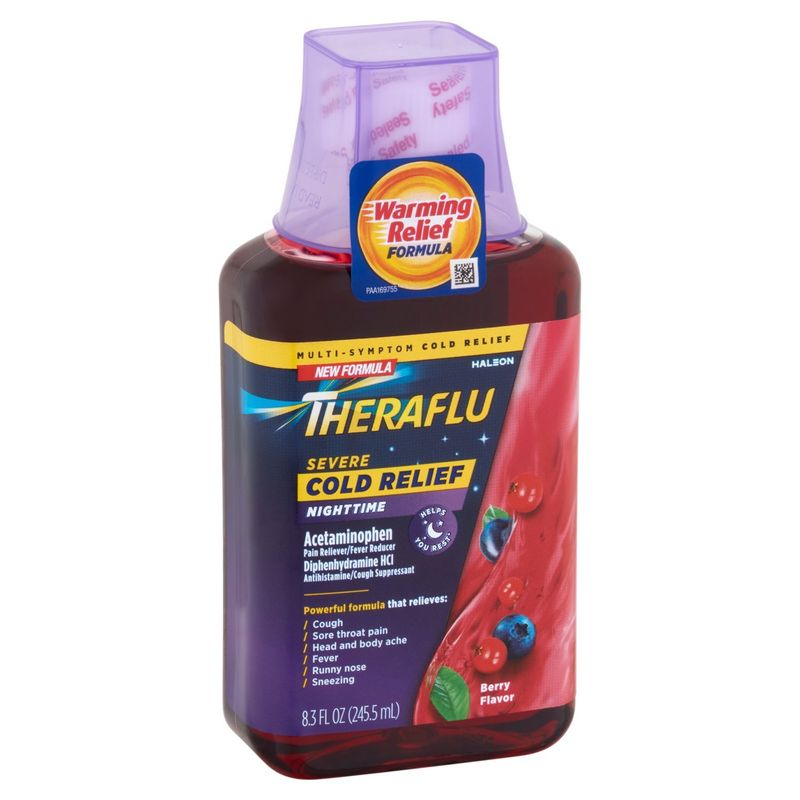 Theraflu Berry Flavor Severe Cold Relief Nighttime, 8.3 fl oz