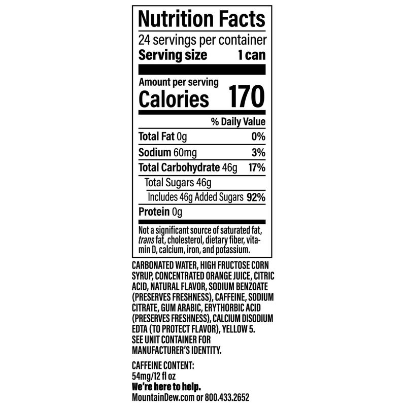 Mountain Dew Soda Citrus 12 Fl Oz X 24 Count
