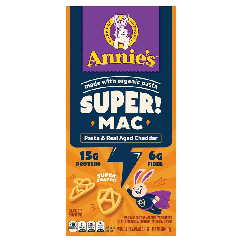 Annie's Super! Mac Pasta &amp; Real Aged Cheddar Wheat &amp; Pea Pasta &amp; Cheese, 6 oz