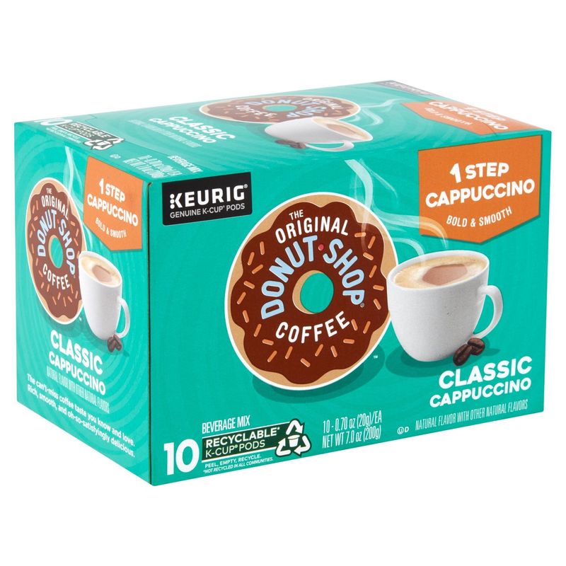 The Original Donut Shop Classic Cappuccino Beverage Mix Coffee K-Cup Pods, 0.70 oz, 10 count