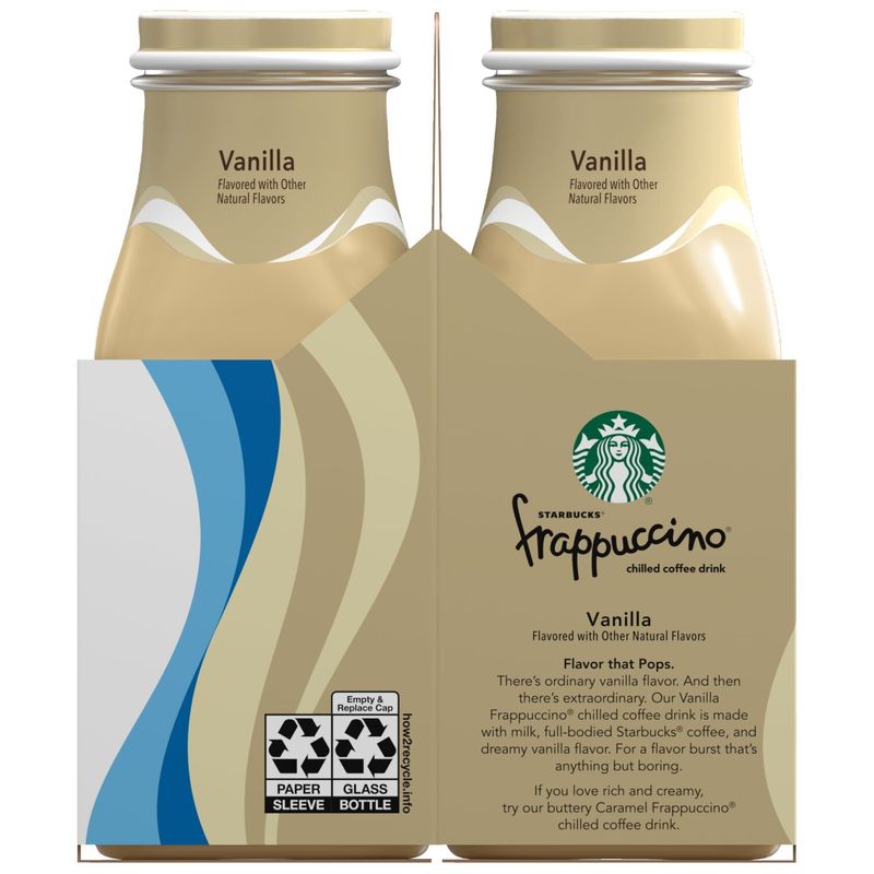 Starbucks Frappuccino Chilled Coffee Drink Vanilla 9.5 Fl Oz, 4 Count