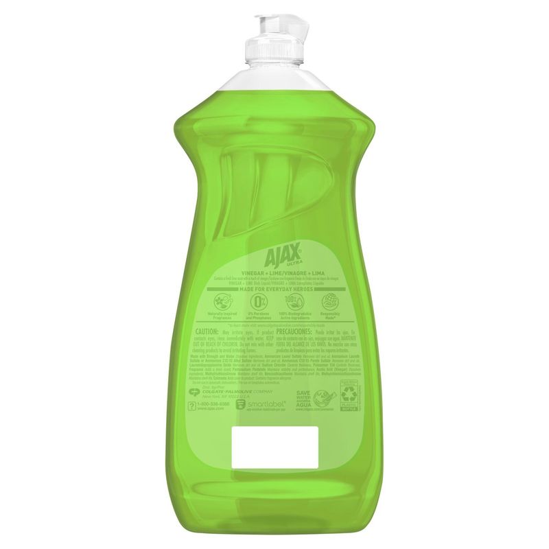 Ajax Ultra Dishwashing Liquid Dish Soap, Vinegar + Lime - 28 Fluid Ounce
