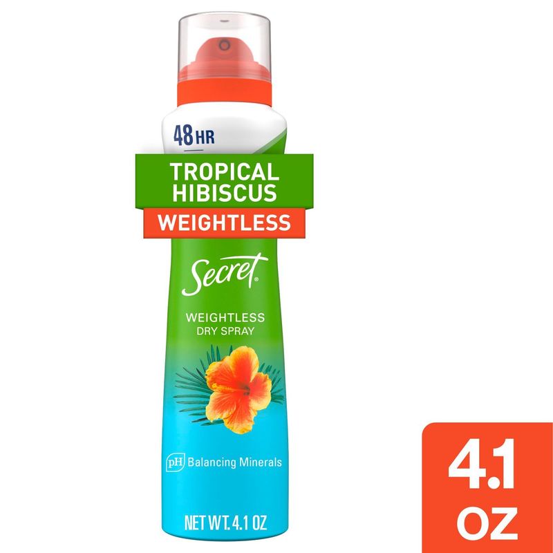 Secret Tropical Hibiscus Weightless Antiperspirant/Deodorant Dry Spray, 4.1 oz