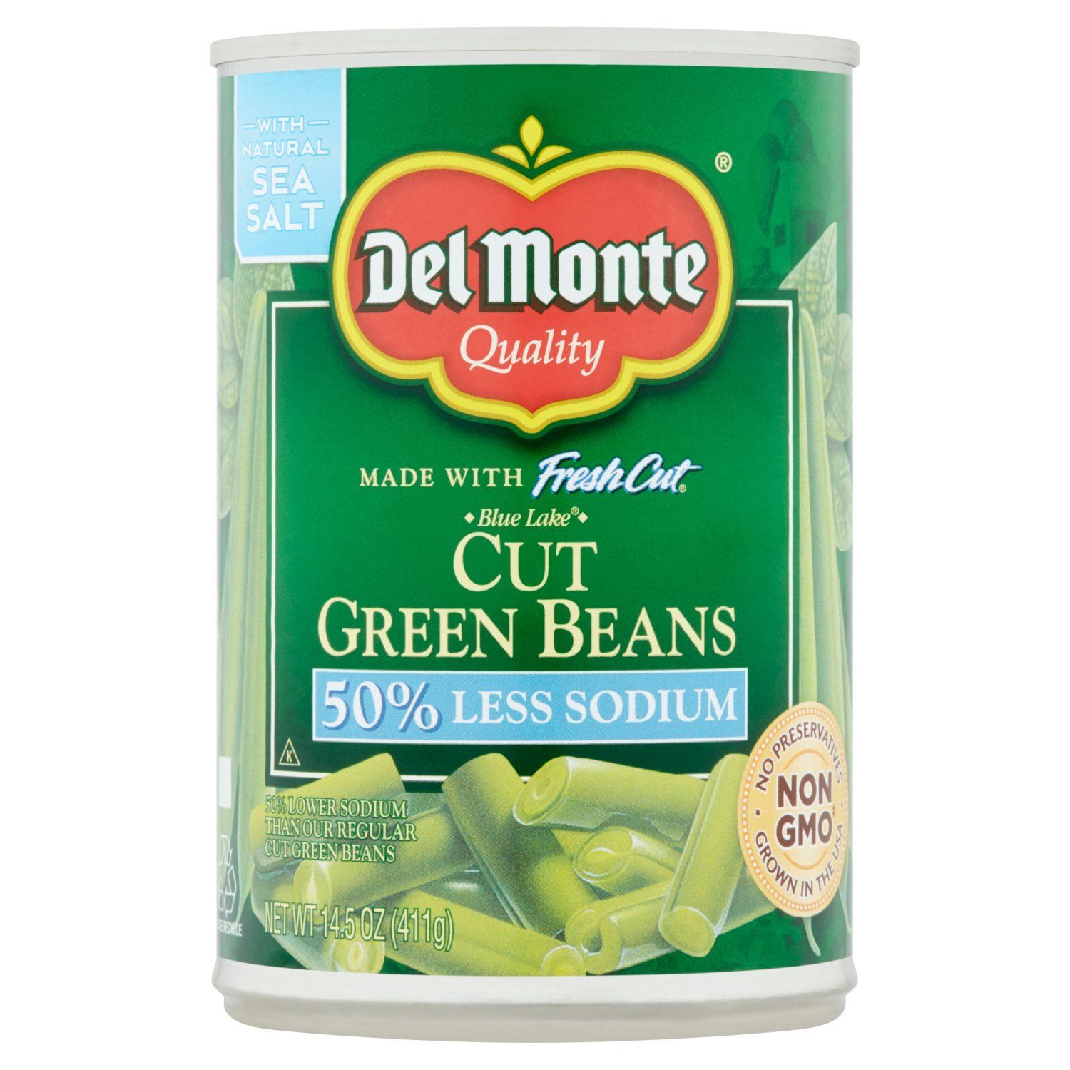 Del Monte Blue Lake 50% Less Sodium Cut Green Beans, 14.5 oz
