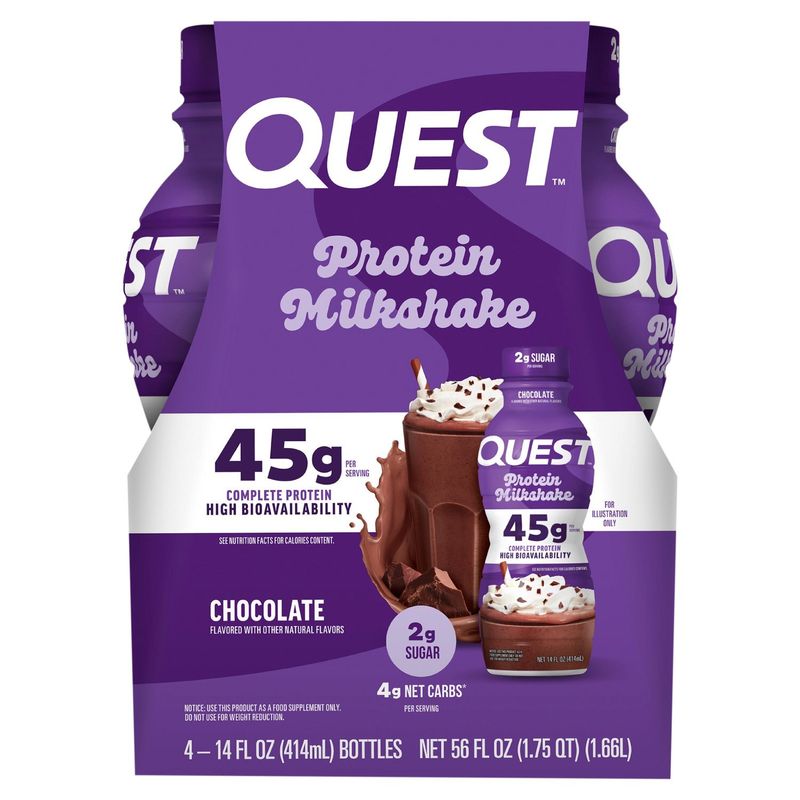 Quest Chocolate Protein Milkshake, 14 fl oz, 4 count