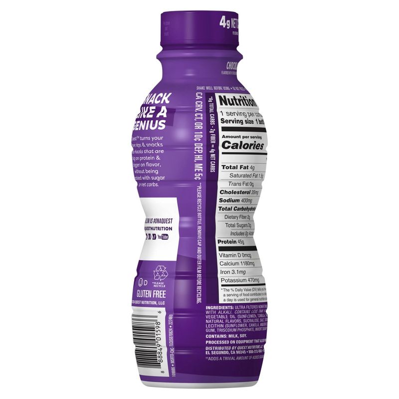 Quest Chocolate Protein Milkshake, 14 fl oz, 4 count