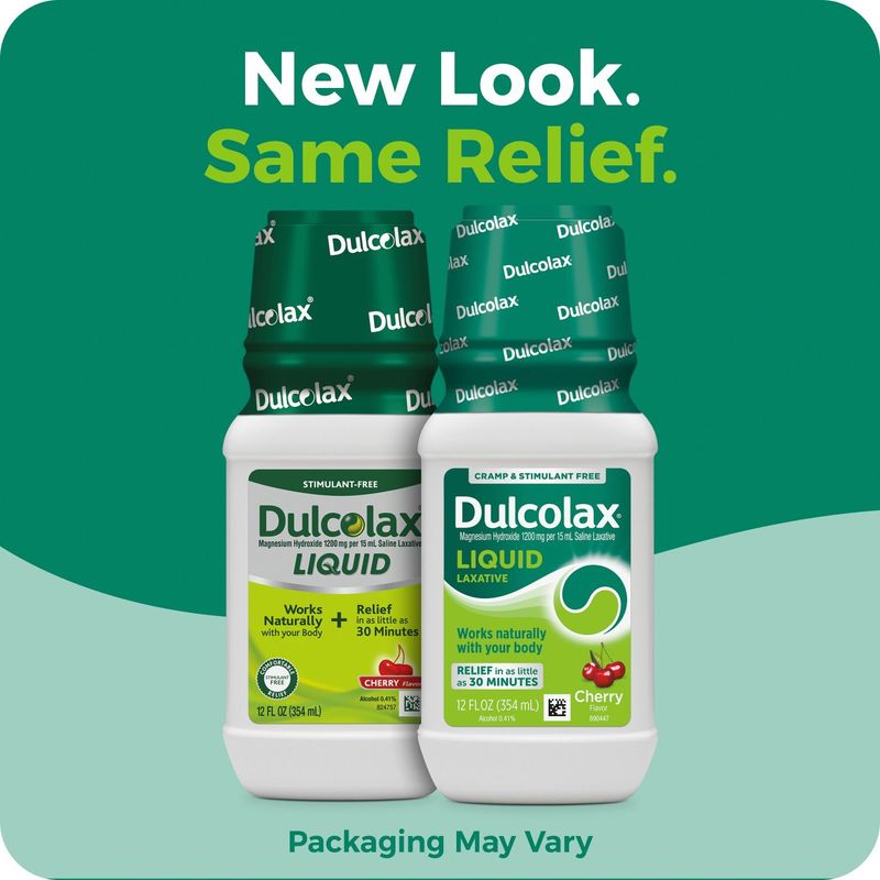 Dulcolax Cherry Flavor Cramp &amp; Stimulant-Free Liquid Laxative, 12 fl oz