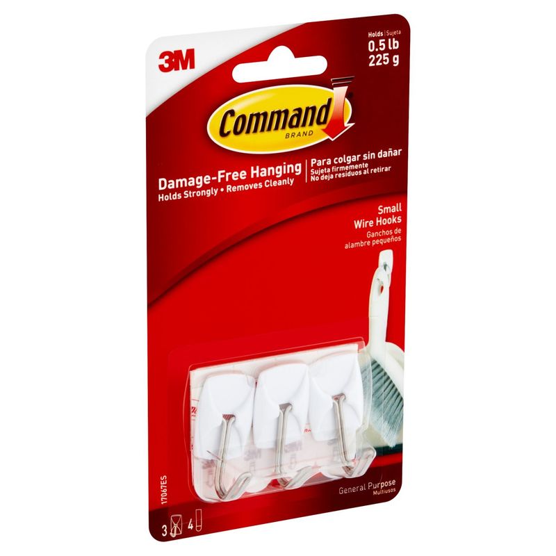 Command™ Small Wire Hooks, 3 Hooks, 4 Strips