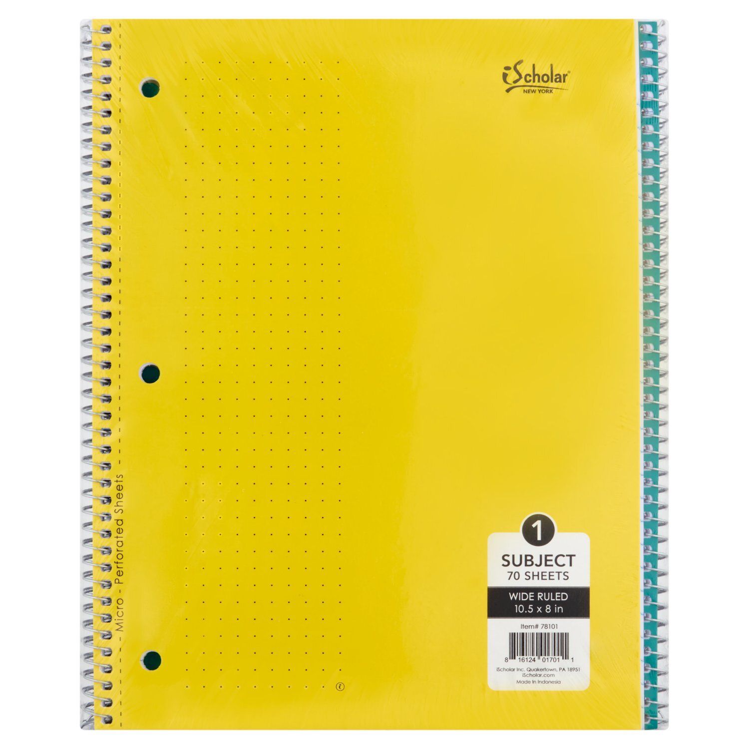 iScholar New York 1 Subject Wide Ruled Notebook, 70 sheets
