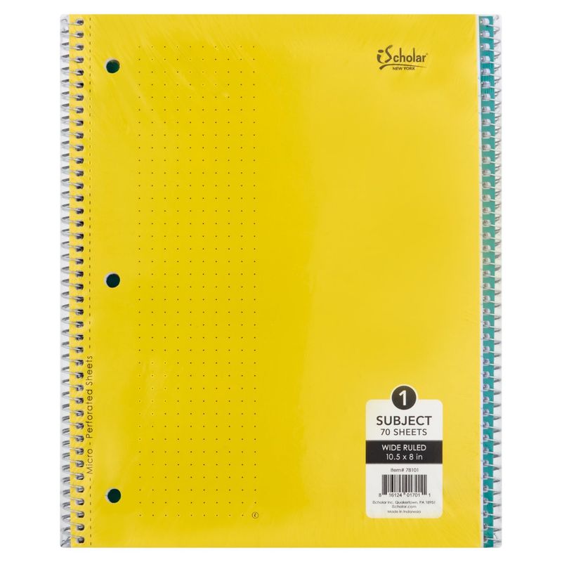 iScholar New York 1 Subject Wide Ruled Notebook, 70 sheets