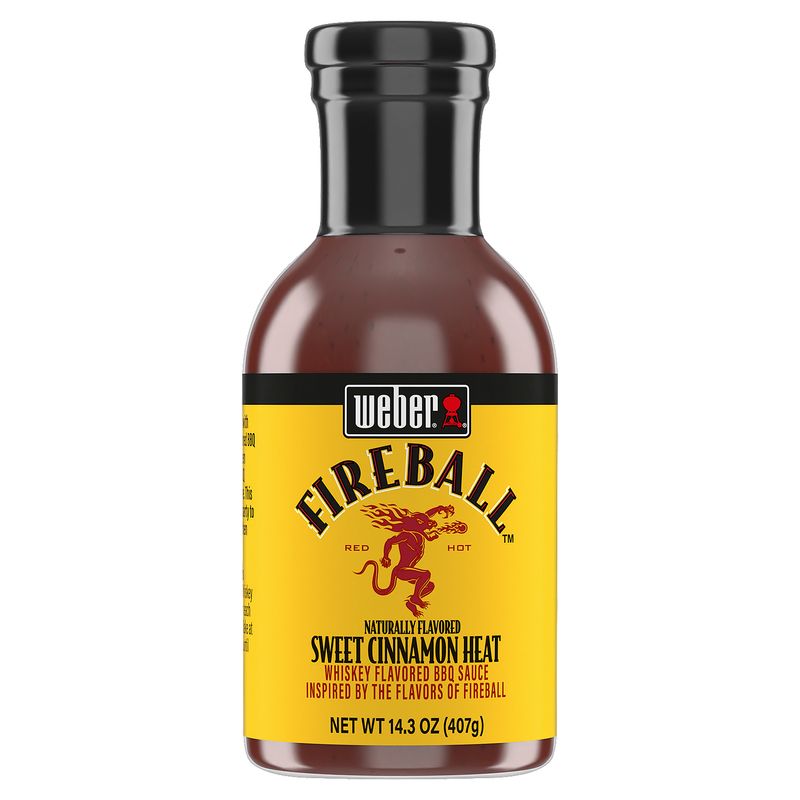 Weber Fireball Red Hot Sweet Cinnamon Heat Whiskey Flavored BBQ Sauce, 14.3 oz