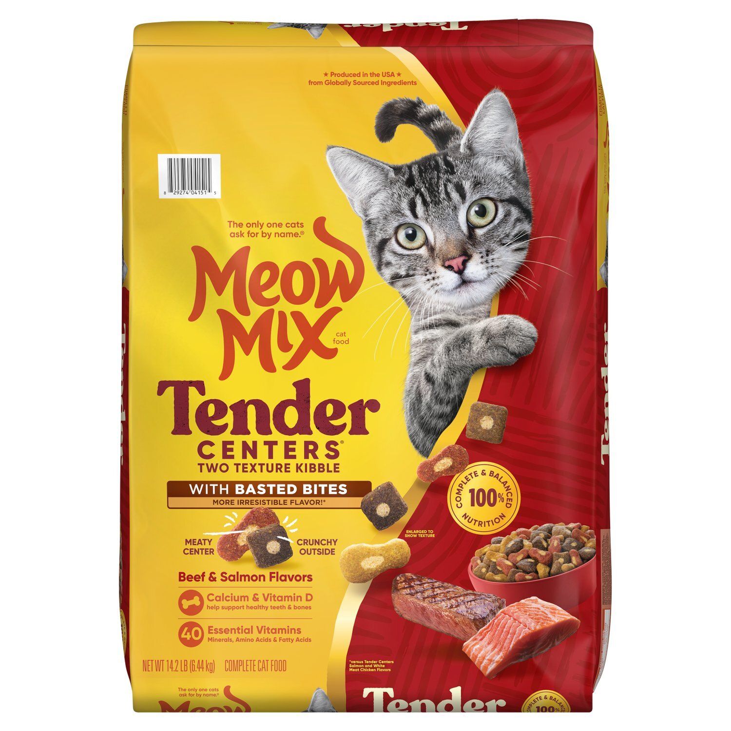 Meow Mix Tender Centers Beef &amp; Salmon Flavors Complete Cat Food, 14.2 lb