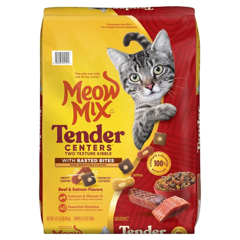 Meow Mix Tender Centers Beef &amp; Salmon Flavors Complete Cat Food, 14.2 lb