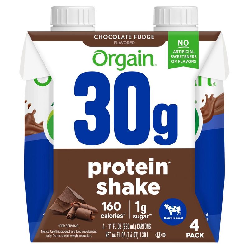 Orgain Chocolate Fudge Flavored Protein Shake, 11 fl oz, 4 count