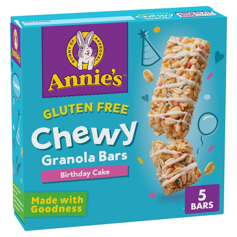 Annie's Gluten Free Birthday Cake Chewy Granola Bars, 0.98 oz, 5 count