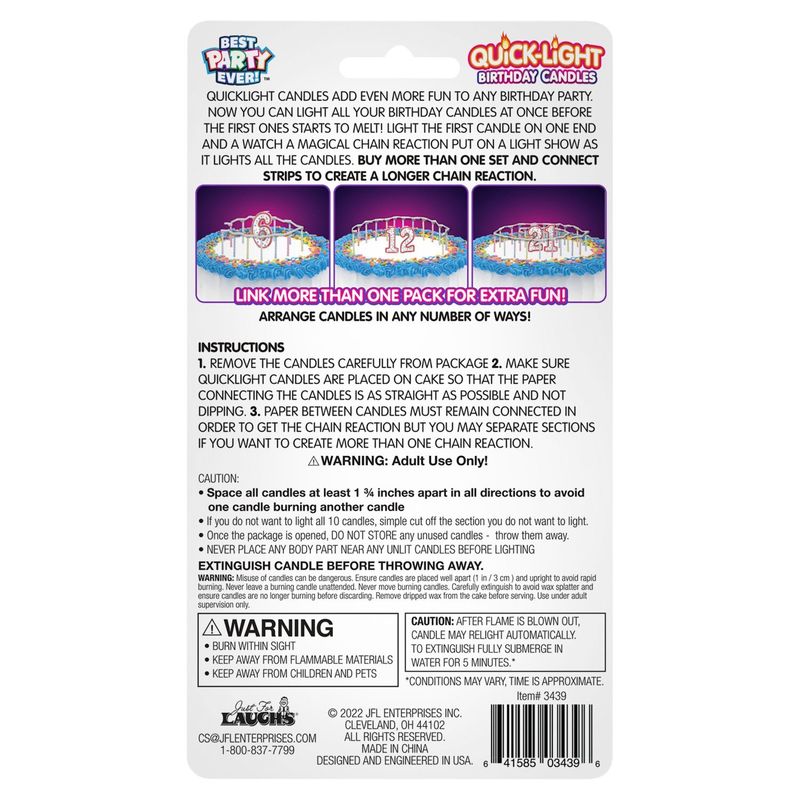 Best Party Ever! Quick-Light Birthday Candles, 12 count