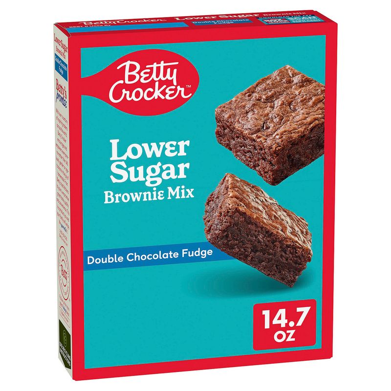 Betty Crocker Double Chocolate Fudge Lower Sugar Brownie Mix, 14.7 oz