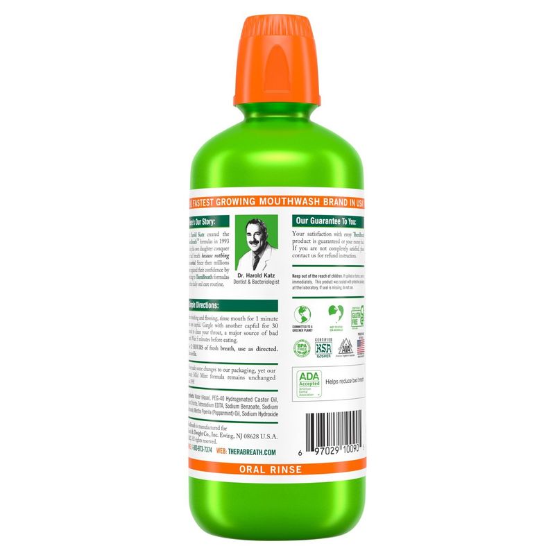TheraBreath Mild Mint Fresh Breath Oral Rinse, 33.8 fl oz
