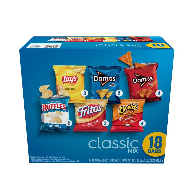Frito Lay Snacks Classic Mix Variety Pack, 1 Oz, 18 Count