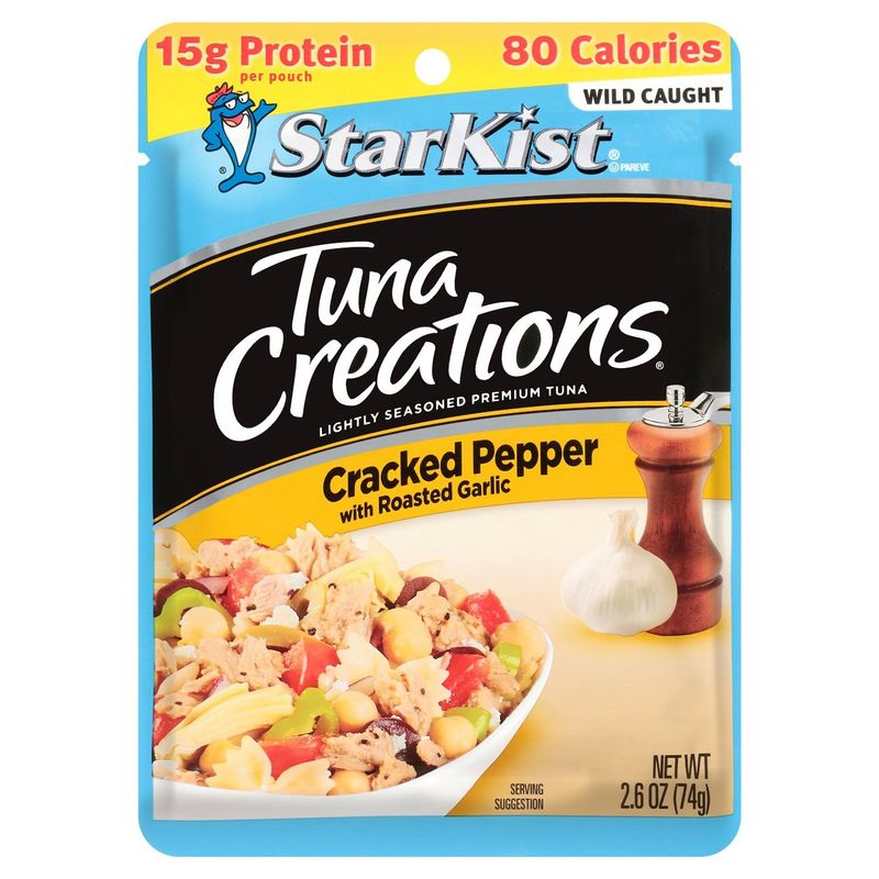 StarKist Tuna Creations Cracked Pepper with Roasted Garlic Lightly Seasoned Premium Tuna, 2.6 oz
