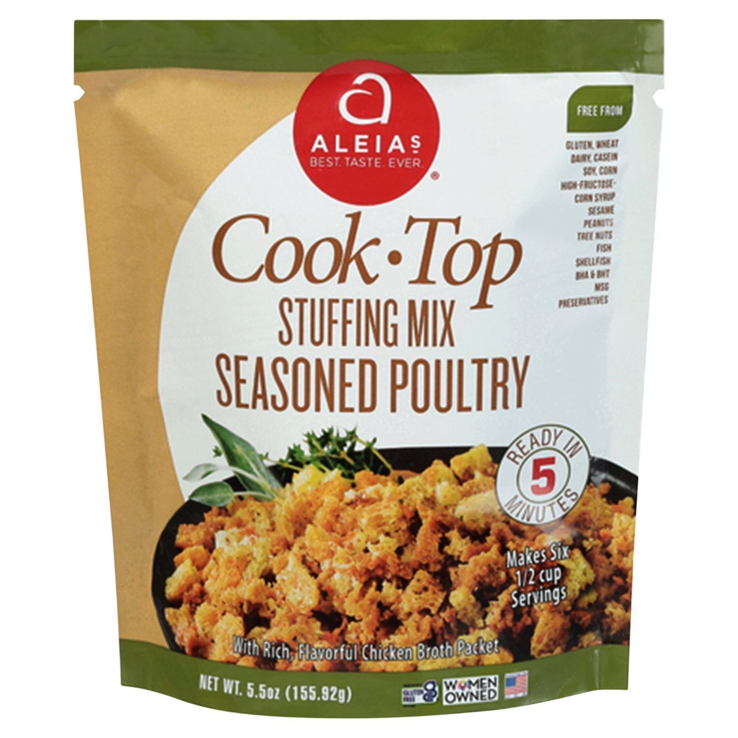 Aleias Cook Top Seasoned Poultry Stuffing Mix, 5.5 oz