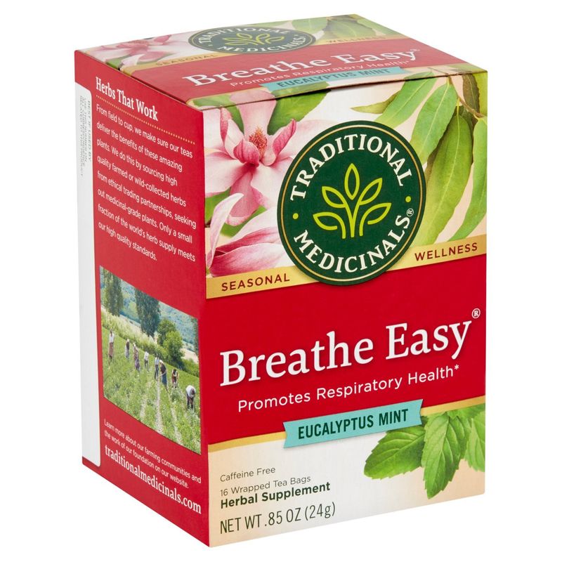 Traditional Medicinals Breathe Easy Eucalyptus Mint Herbal Supplement, 16 count, .85 oz