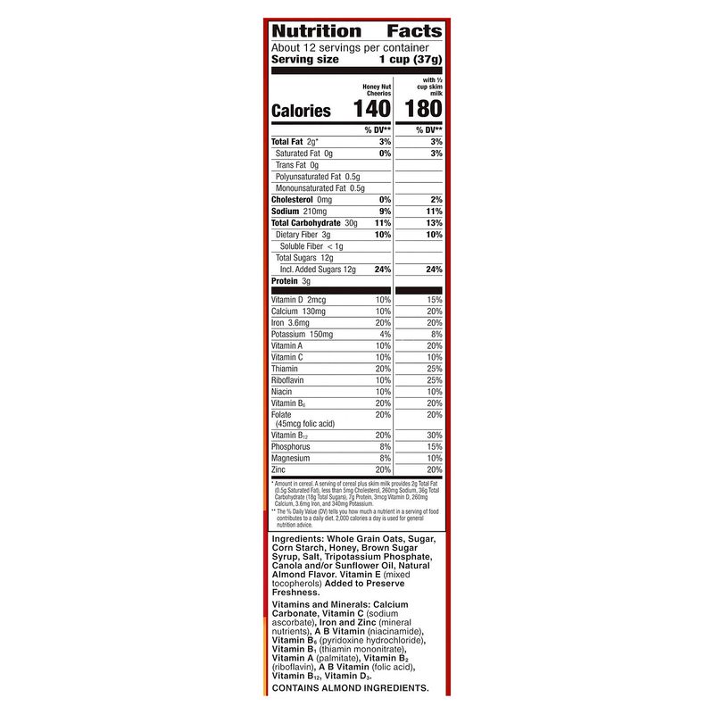 General Mills Cheerios Honey Nut Cereal Large Size, 15.4 oz