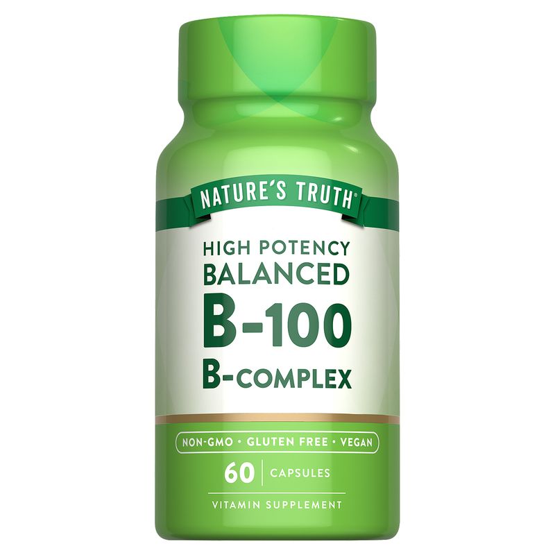 Nature's Truth High Potency Balanced B-100 B-Complex Vitamin Supplement, 60 count