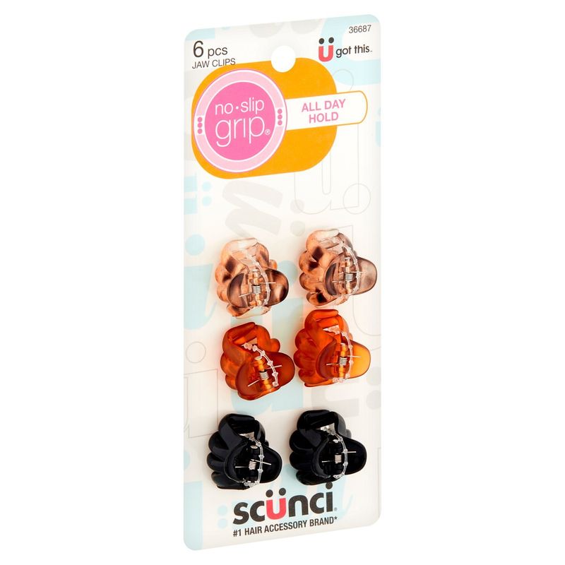 Scünci No Slip Grip Jaw Clips, 6 count