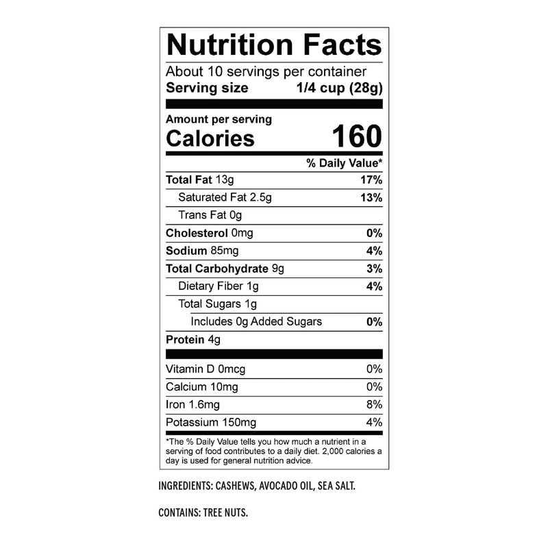 Wild Fox Sea Salt Roasted Cashews with Avocado Oil, 10 oz