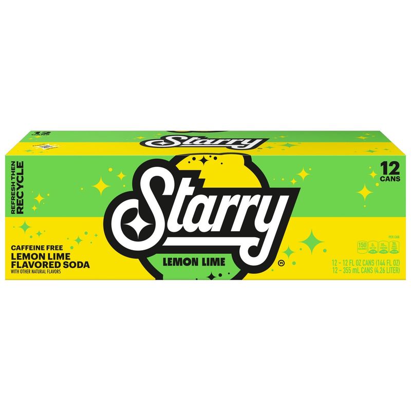 Starry Soda Lemon Lime 12 Fl Oz, 12 Count