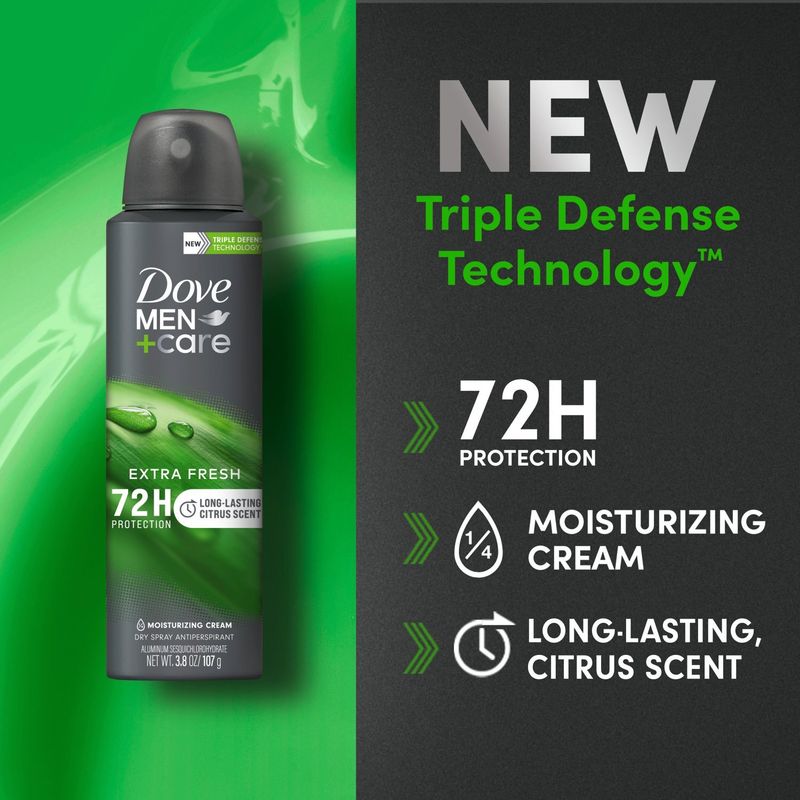 Dove Men+Care Extra Fresh Dry Spray Antiperspirant Twinpack, 3.8 oz, 2 count