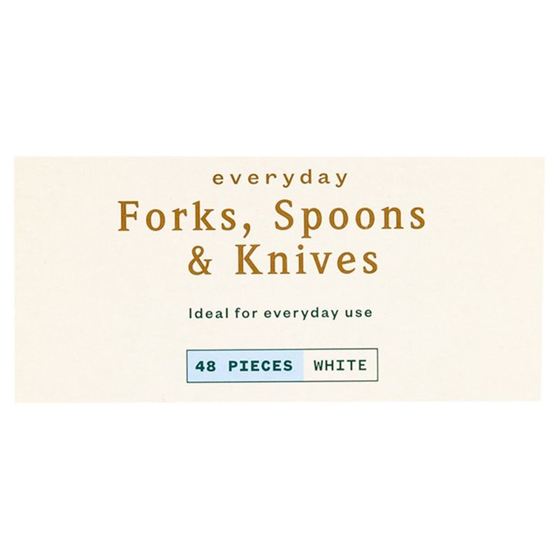 Paperbird White Everyday Forks, Spoons &amp; Knives, 48 count